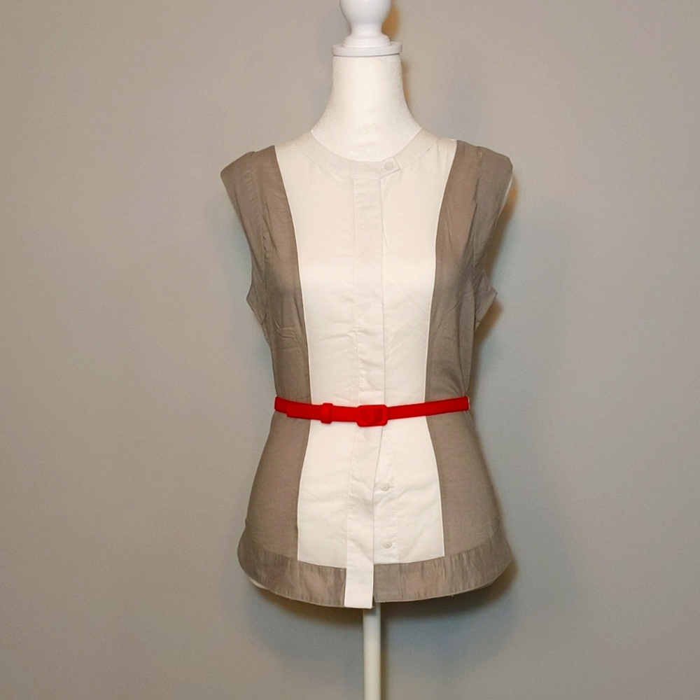 Belted Color Block Button Down